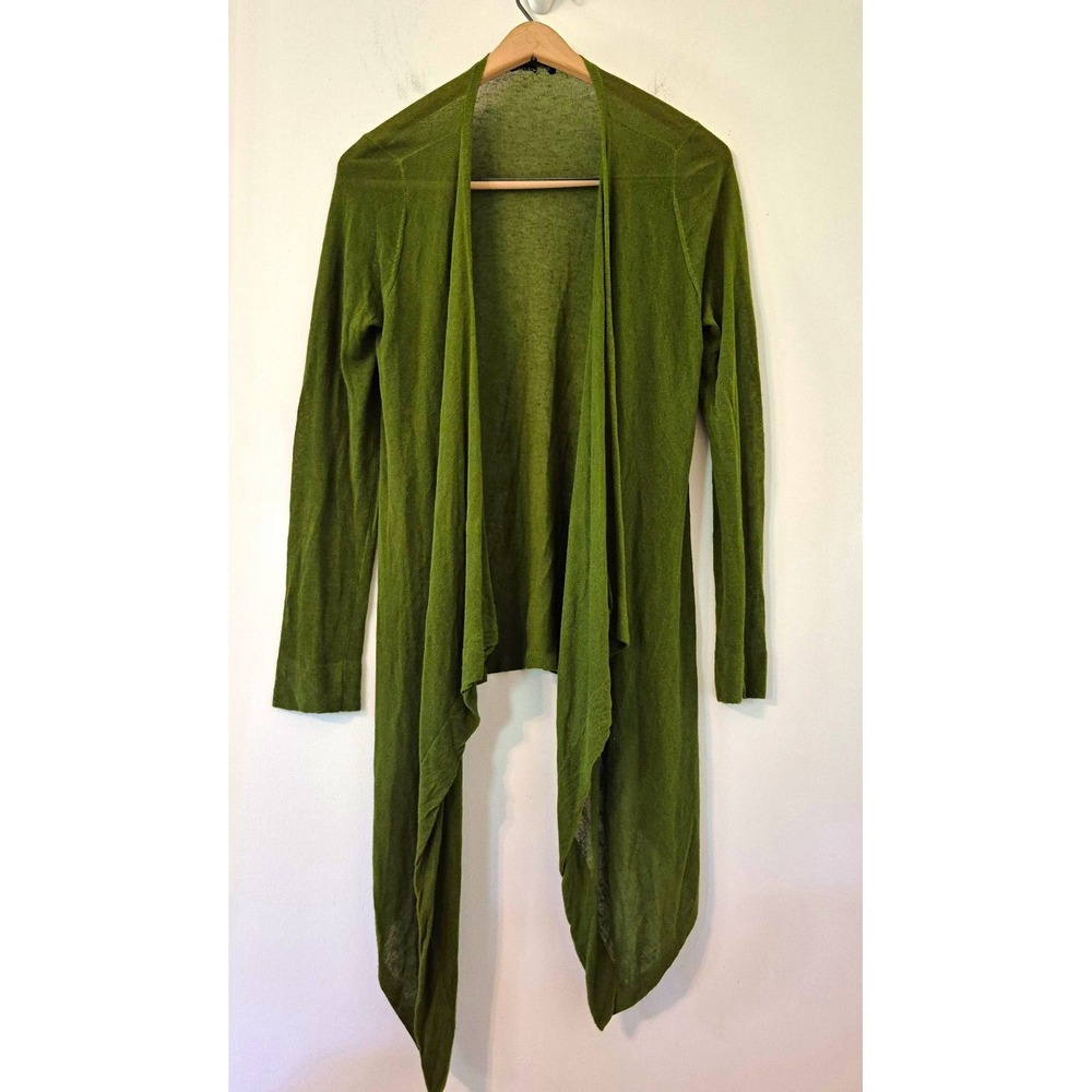 Eileen Fisher Linen Blend Waterfall Cardigan Open Draped Layering Quiet Luxury